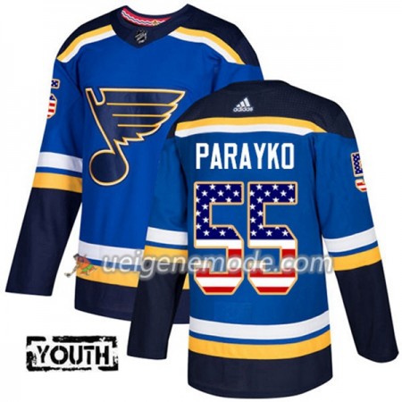Kinder Eishockey St. Louis Blues Trikot Colton Parayko 55 Adidas 2017-2018 Blue USA Flag Fashion Authentic